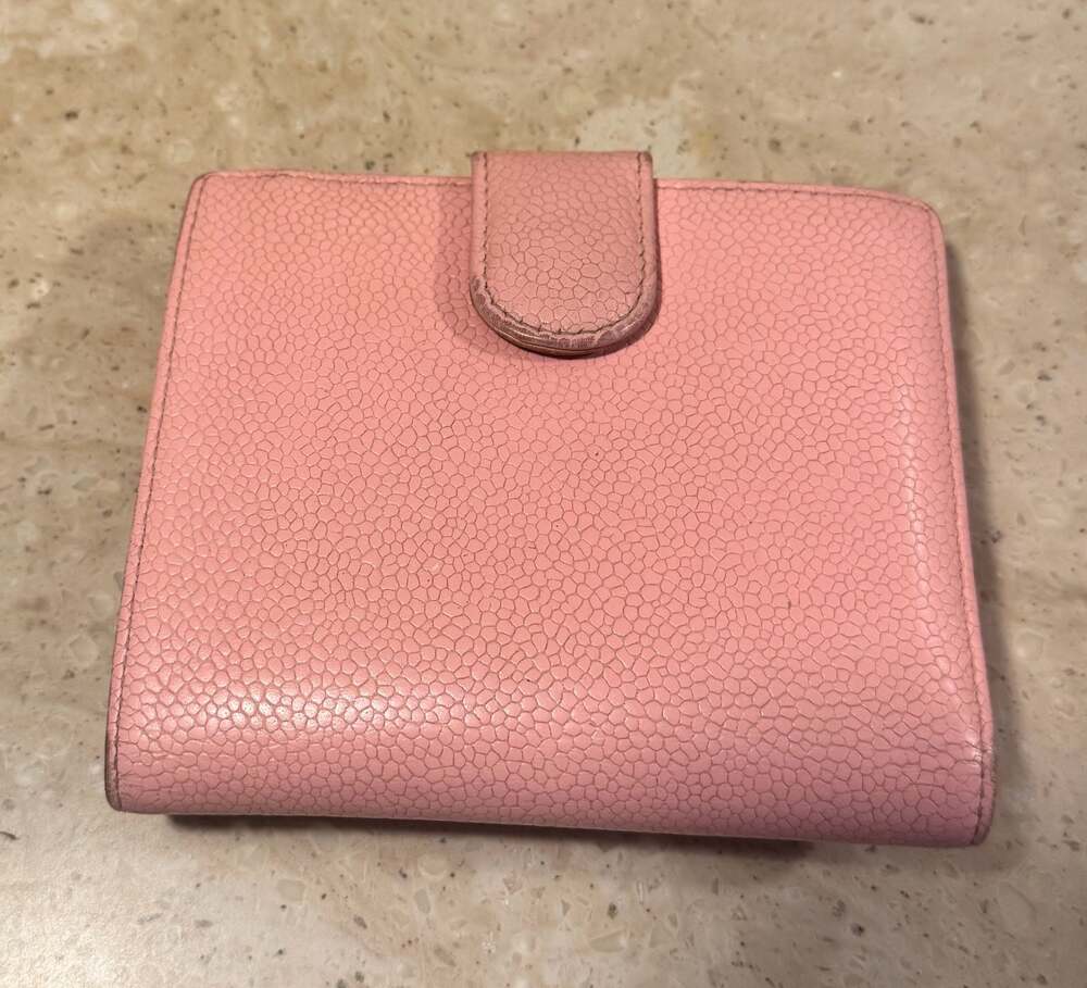 Chanel Pink Caviar Leather CC Logo Compact Wallet Coin Purse w/ COA - Picture 3 of 15